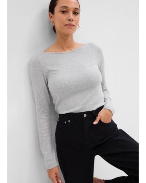 Gap T-shirt scollo a barchetta in cotone e modal - Grigio