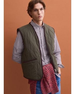 Piombo Gilet Trapuntato Con Zip Regular Fit, Uomo, Taglia - Verde