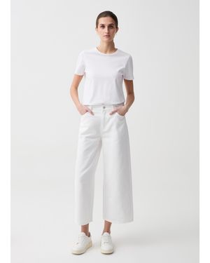 OVS Ovs Jeans Cropped Wide Leg, Donna, Taglia - Bianco