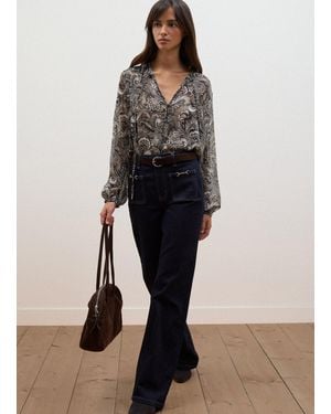 Les Copains Camicia A Fantasia Paisley Con Maniche Lunghe, Donna, Taglia - Nero
