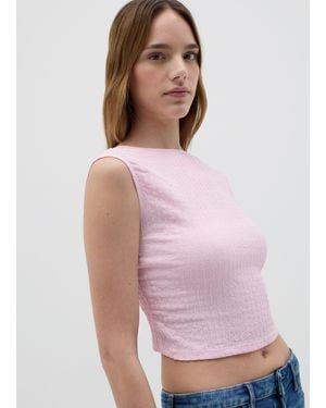 OVS Tank Top Cropped Effetto Crinkle, Donna, Taglia - Rosa