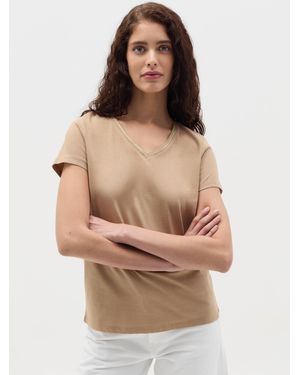 OVS Ovs T-Shirt Scollo A V Con Applicazione, Donna, Taglia - Neutro