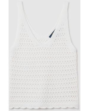 OVS Ovs Tank Top Crochet Con Scollo A V, Donna, Taglia - Bianco