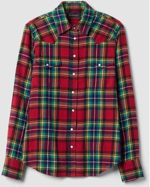 Piombo Camicia Flanella Check Tartan - Rosso