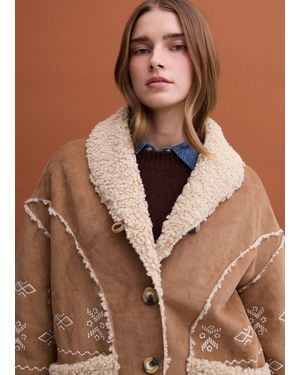 Piombo Giaccone Over Fit Con Interno Effetto Montone, Donna, Taglia - Marrone