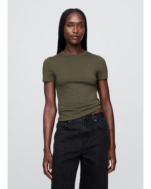 Gap T-shirt verde elasticizzata a maniche corte