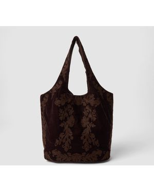 Piombo Borsa Con Fantasia Floreale, Donna, Taglia - Marrone