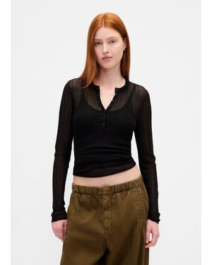 Gap Maglia Con Bottoni E Trasparenze A Maniche Lunghe, Donna, Taglia - Nero