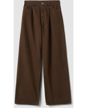 Piombo Jeans Wide Leg A Vita Alta - Marrone