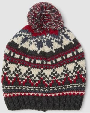 OVS Berretto Con Fantasia Jacquard E Pon Pon, Uomo, Taglia - Multicolore
