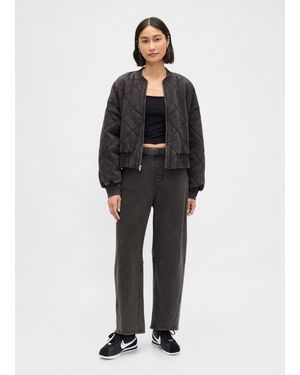 Gap Pantaloni in misto cotone a gamba larga - Nero