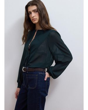Les Copains Camicia Regular Fit Con Bottoni E Maniche Lunghe, Donna, Taglia - Blu