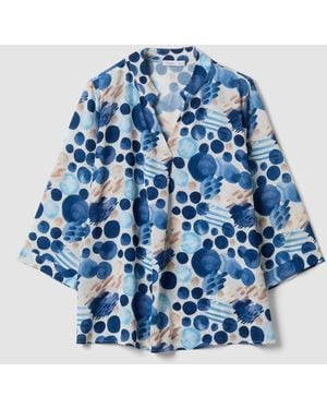 Hybrid Maglia Blu A Fantasia Con Maniche Lunghe, Donna, Taglia