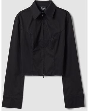 Utopia Fitted Full-Zip Shirt, Donna, Taglia - Nero