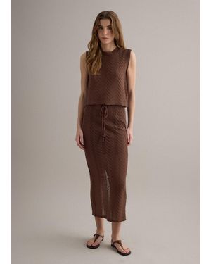 Piombo Gonna Lunga Regular Fit Con Design Traforato, Donna, Taglia - Marrone