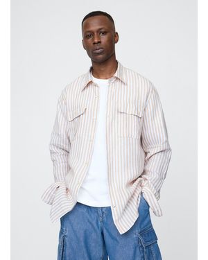 Gap Camicia in puro lino multicolor a righe - Bianco