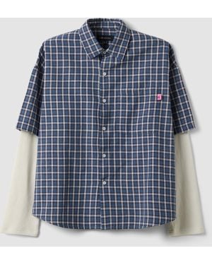 B.ANGEL Camicia Cropped A Quadri - Blu