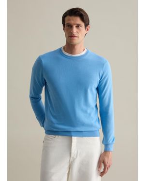 Piombo Pullover Girocollo Tinta Unita, Uomo, Taglia - Blu