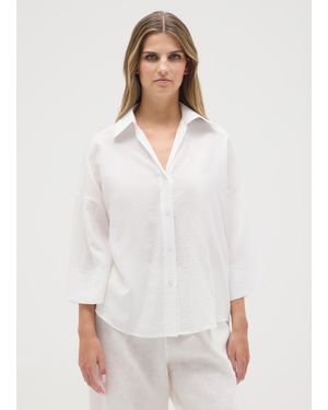 Hybrid Camicia Bianca Con Maniche Ampie E Chiusura A Bottoni, Donna, Taglia - Bianco