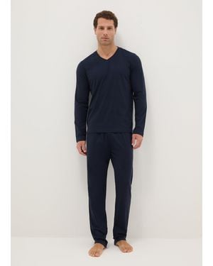 OVS Pigiama A Maniche Lunghe Con Scollo A V - Blu