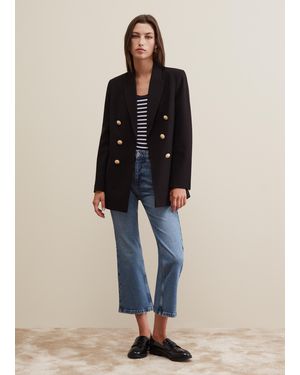 Piombo Blazer Doppiopetto Con Bottoni Dorati, Donna, Taglia - Blu
