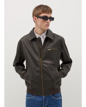 OVS Giacca Biker Effetto Spalmato, Uomo, Taglia - Grigio