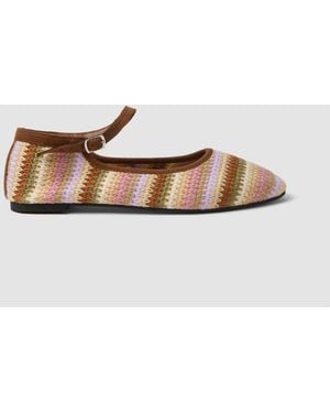 Les Copains Ballerine A Righe Con Cinturino, Donna, Taglia - Bianco