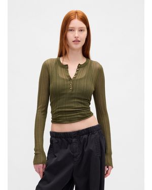 Gap Maglia Con Bottoni E Trasparenze A Maniche Lunghe, Donna, Taglia - Verde