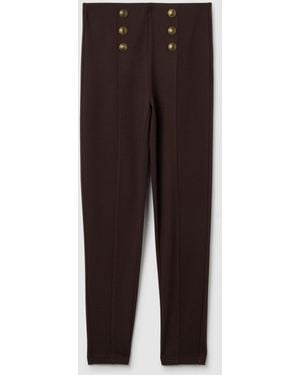 OVS Ovs Leggings Marroni Con Bottoni Decorativi, Donna, Taglia - Marrone