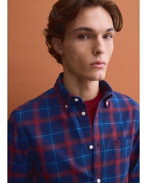 Piombo Camicia Oxford A Quadri - Blu