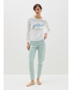 OVS Ovs Top Pigiama Stampa "Have A Good Day" Donna, Taglia - Bianco