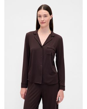 Gap Top Pigiama A Manica Lunga Con Piping A Contrasto, Donna, Taglia - Viola