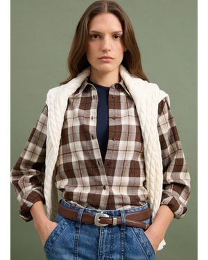Piombo Camicia Marrone A Quadri
