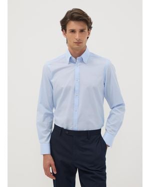 OVS Camicia Azzurra Slim Fit Con Colletto Button Down Easy Iron, Uomo, Taglia - Blu