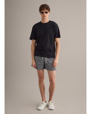 Piombo Boxer Mare Bianco E Nero Con Fantasia Geometrica A Pesci, Uomo, Taglia - Multicolore