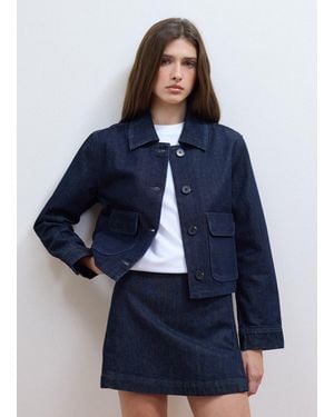 Les Copains Giacca Cropped - Blu