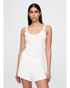 Gap Pigiama Bianco Elasticizzato Con Dettagli