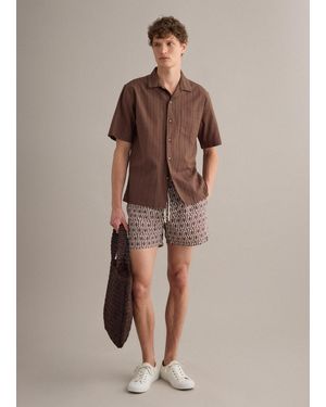 Piombo Boxer Mare Bianco E Marrone Con Fantasia Geometrica A Pesci, Uomo, Taglia - Multicolore