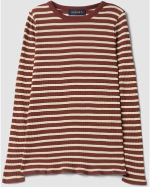 Piombo T-Shirt Marrone A Righe - Rosso