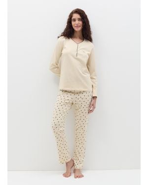 OVS Ovs Pantalone Pigiama A Cuoricini Con Elastico A Contrasto, Donna, Taglia - Neutro