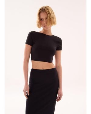 Utopia Backless T-Shirt Crop, Donna, Taglia - Nero