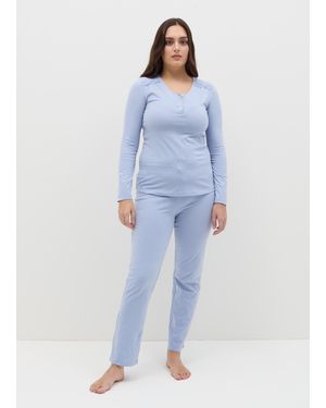 OVS Ovs Pigiama Micro Pois Con Scollo Serafino, Donna, Taglia - Blu