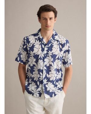 Piombo Camicia Blu A Fiori