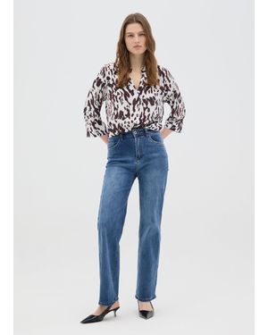 Hybrid Camicia Da Donna Regular Fit Con Fantasia Animalier, Taglia - Blu