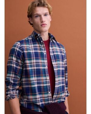 Piombo Camicia Flanella Blu E Verde A Quadri