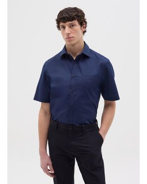 OVS Ovs Camicia Maniche Corte Regular Fit Easy Iron, Uomo, Taglia - Blu