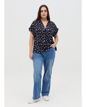 OVS Blusa Con Scollo A V Fantasia Curvy, Donna, Taglia