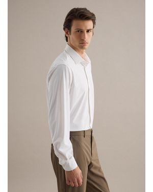 Piombo Tech Camicia A Maniche Lunghe Bianca Slim Fit Con Colletto Classico, Uomo, Taglia - Bianco