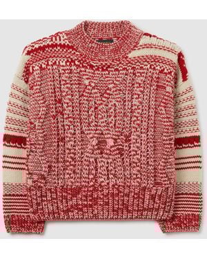 Piombo Maglione Rosso Regular Fit Con Motivo Jacquard, Donna, Taglia