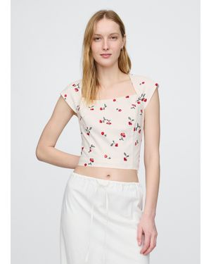 Gap Blusa Corta Con Stampa Ciliegie, Donna, Taglia - Bianco